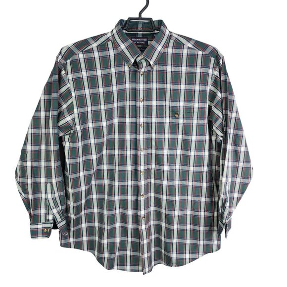 Mens Roundtree & Yorke Shirt Green Blue Red Plaid Button Down Long Sleeve XLT - Picture 1 of 7